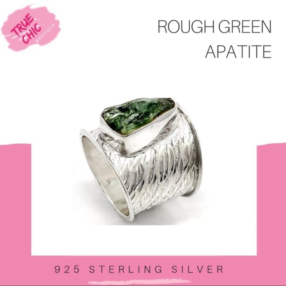 Rough Green Apatite Ring - Picture 2 of 2